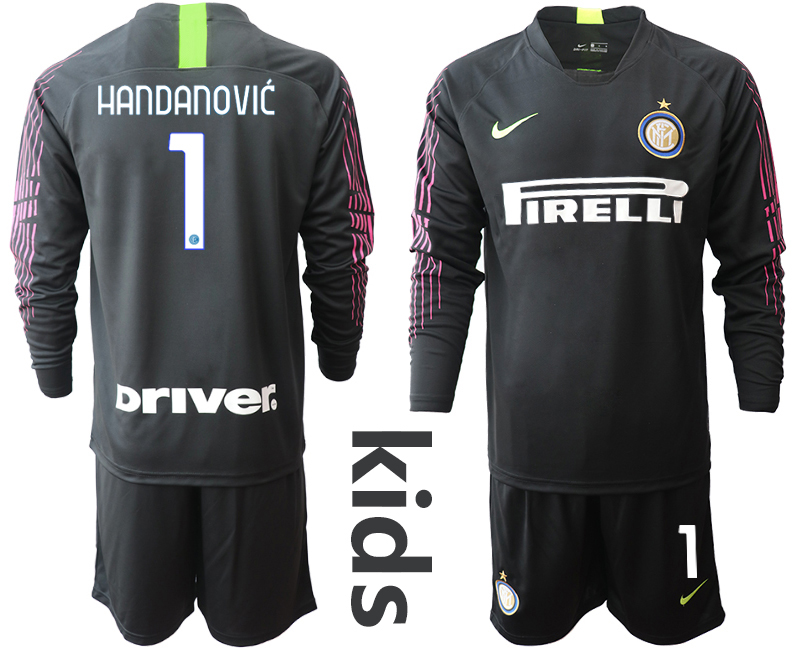 Youth 2020-2021 club Inter Milan black long sleeved Goalkeeper #1 Soccer Jerseys1